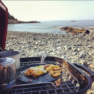 Campfire eggs and homefries in Acadia, Maine, 2012 Photo | Anna Brundage